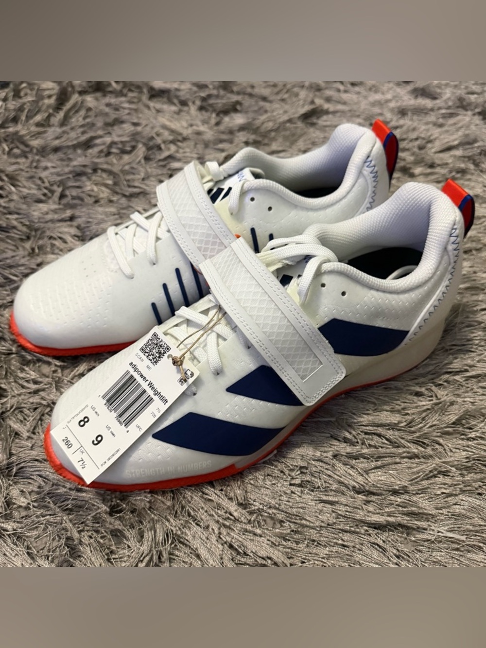 Adidas Adipower Weightlifting 3 Shoes Cloud White/Blue Men's Size 8 (JP9872)